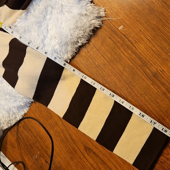 BCBGMAXAZRIA Striped‎ Merino Wool Cardigan Sweater Brown Beige S Small - Picture 10 of 12